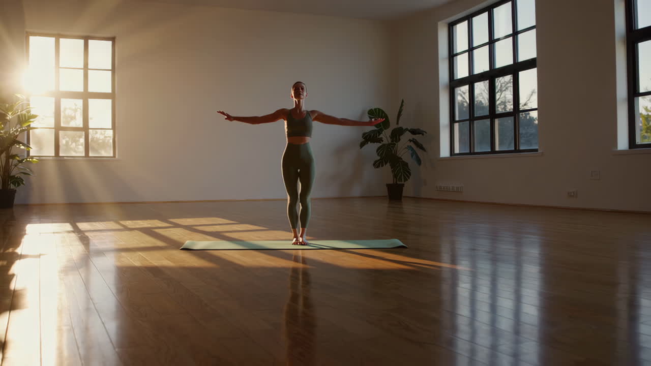Kvinde der praktiserer yoga i et studie
