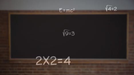 animation of mathematical equations over blackboard