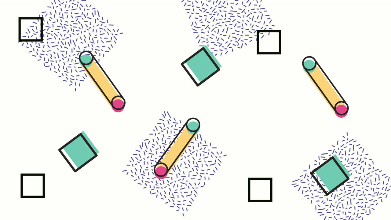 colores y figuras geométricas en animación de fondo blanco