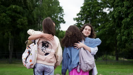 friends talking in the schoolyard