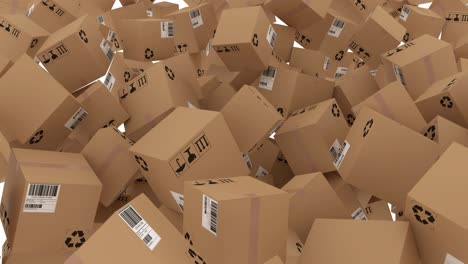 animation eines stapels bewegter mehrerer kartonkisten