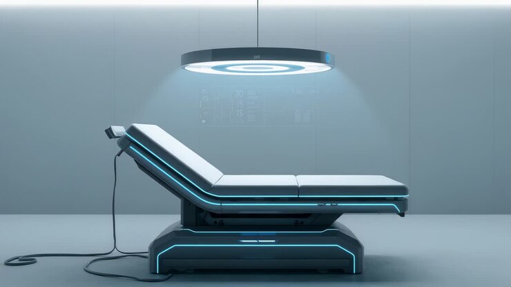 Adjusting motorized exam bed head moving in small increments in clinic, control module signaling
