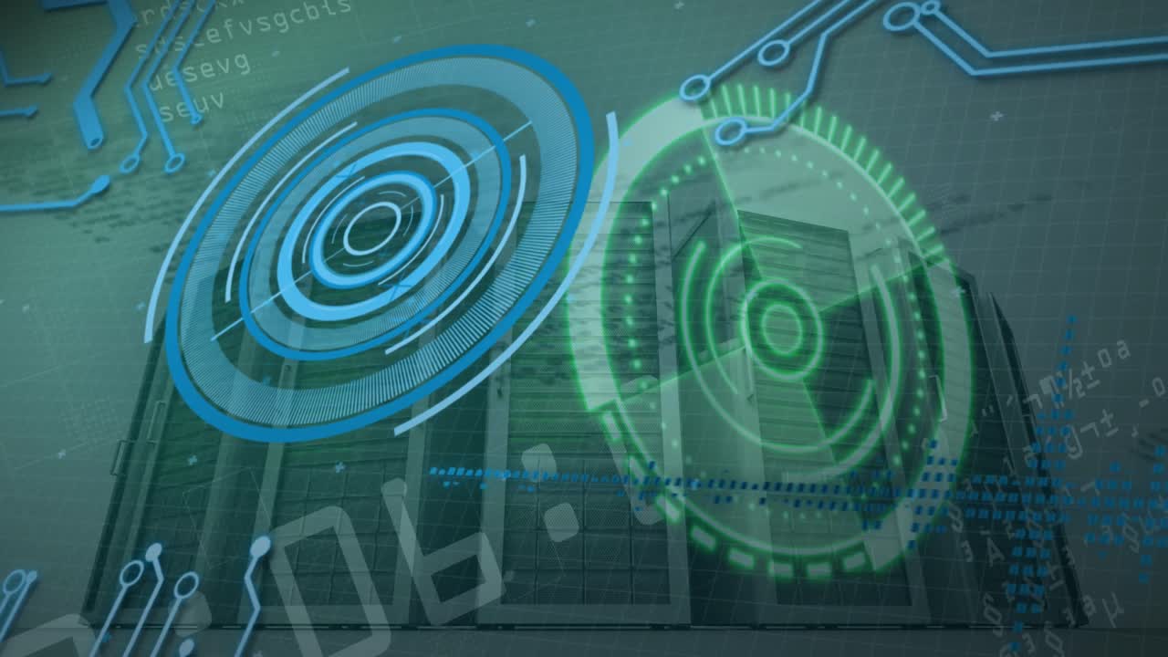 animación de escaneos y procesamiento de datos a través de servidores informáticos
