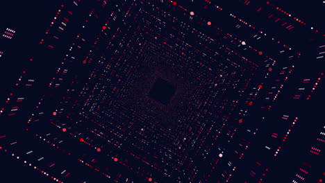 futuristic neon cubes with dots and lines in spiral in dark galaxy