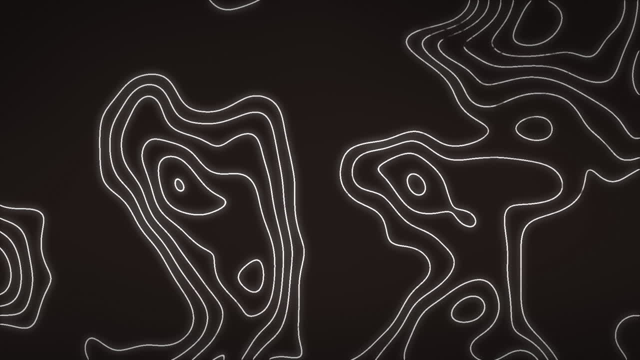 animación de un mapa blanco en movimiento de líneas sobre fondo negro