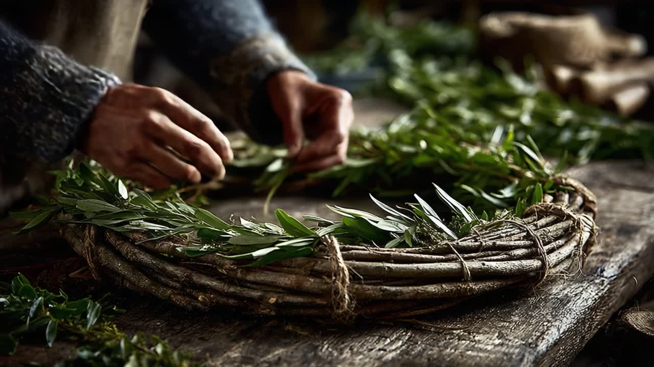 Crafting a Natural Wreath: A Hands-On Experience in Creating a Beautiful Floral Arrangement with Fresh Greenery and Natural Materials