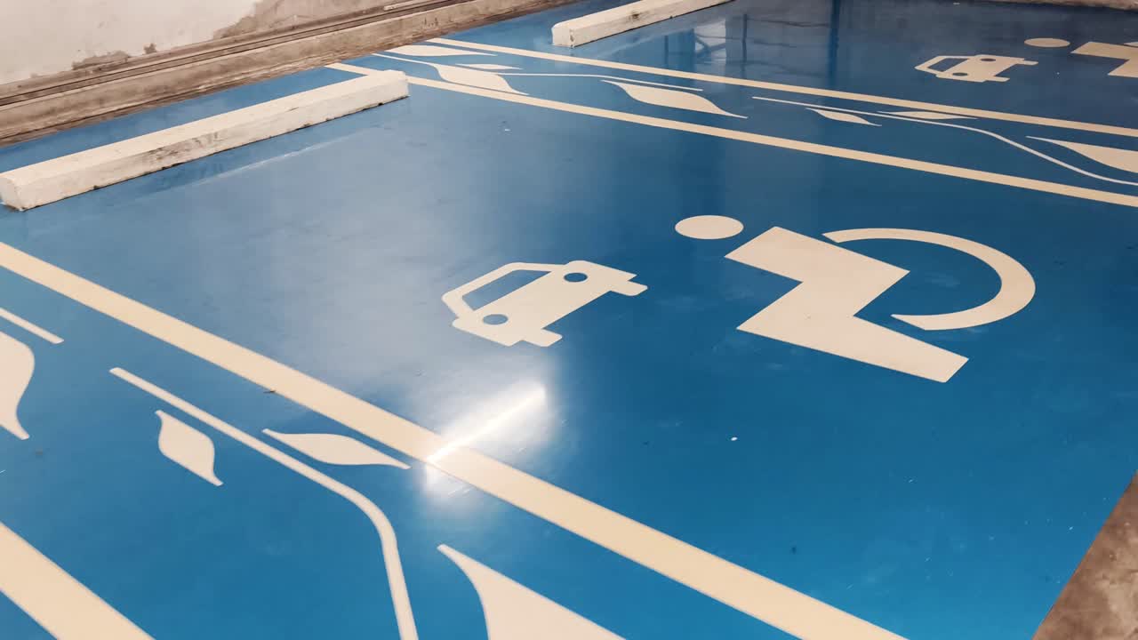 Parking Garage Floor with Disabled Parking Spaces