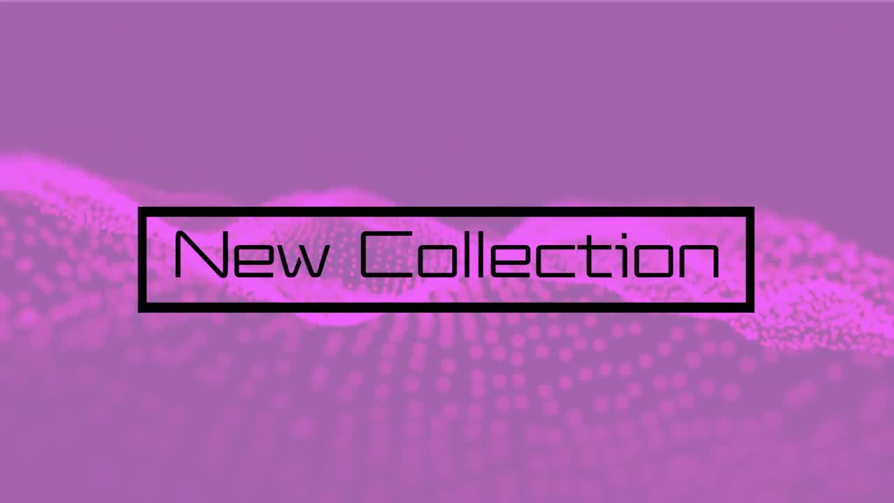 animación del texto de la nueva colección y puntos sobre fondo negro