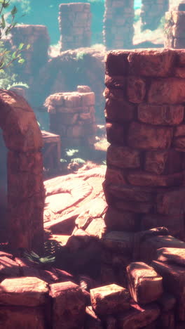 antiguas ruinas en un bosque exuberante