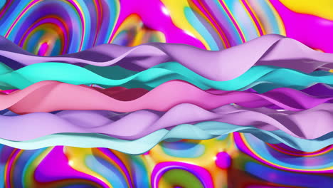 animation of multi coloured layers waving over vibrant background