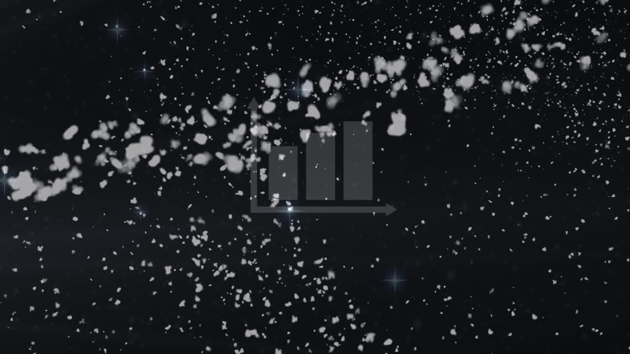 검은 바탕 위의 눈송이와 다이어그램의 애니메이션