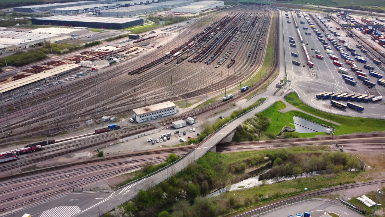 Aerial View of a Large Rail and Truck Transportation Hub