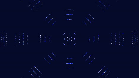 Dynamic-blue-dot-pattern-circular-arrangement-on-black-background