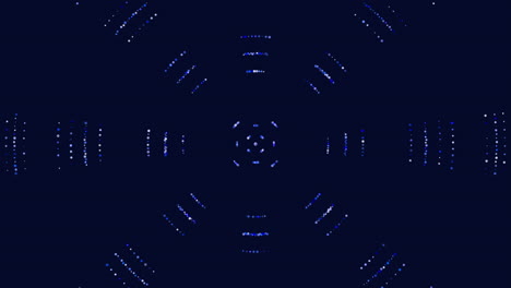 diseño circular dinámico de puntos azules sobre fondo negro