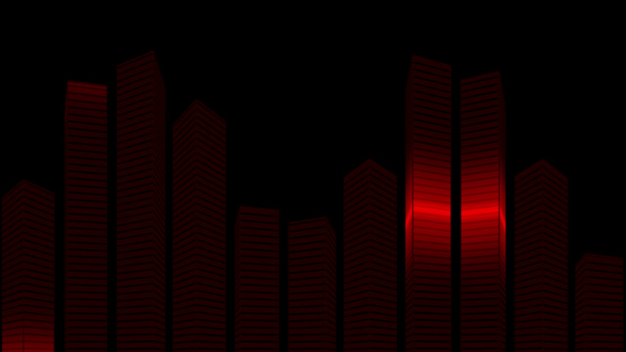 Virtual equalizer. Vertical 3D columns with sparkling red highlights for a nightclub or show.