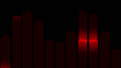 ecualizador virtual. columnas 3d verticales con luces rojas brillantes para un club nocturno o espectáculo.
