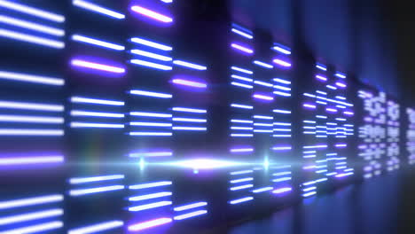 forming abstract animation patterns, neon blue and purple lights on dark background