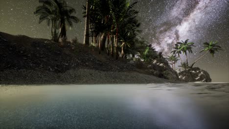 beautiful fantasy tropical beach with milky way star in night skies