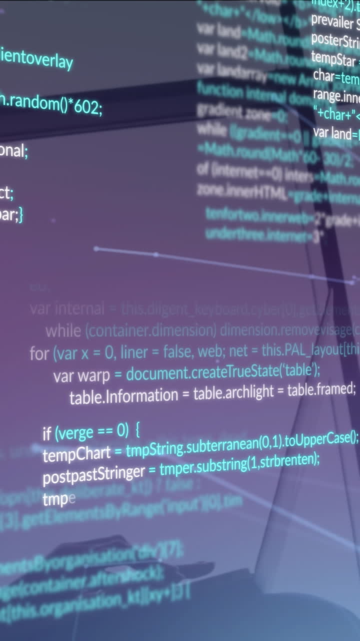 Animation of data processing over diverse business people using laptops