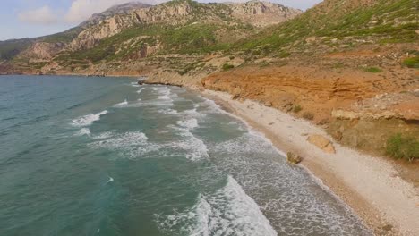 aerial: a beach on karpathos island, greece
