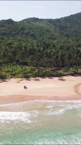 una ripresa verticale di un ciclista che cavalca sulla spiaggia