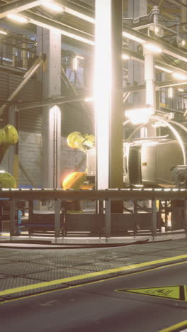 modern industrial workshop showcasing robotic automation and assembly lines