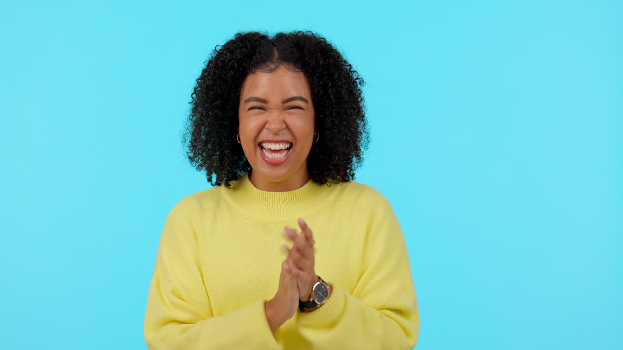 Woman, applause and excited about win