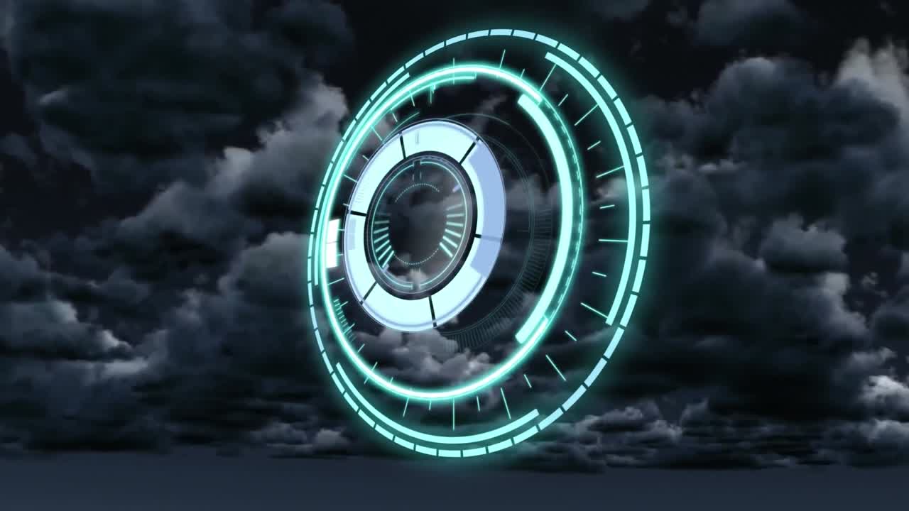 animazione di una serratura di sicurezza che ruota sul cielo nuvoloso