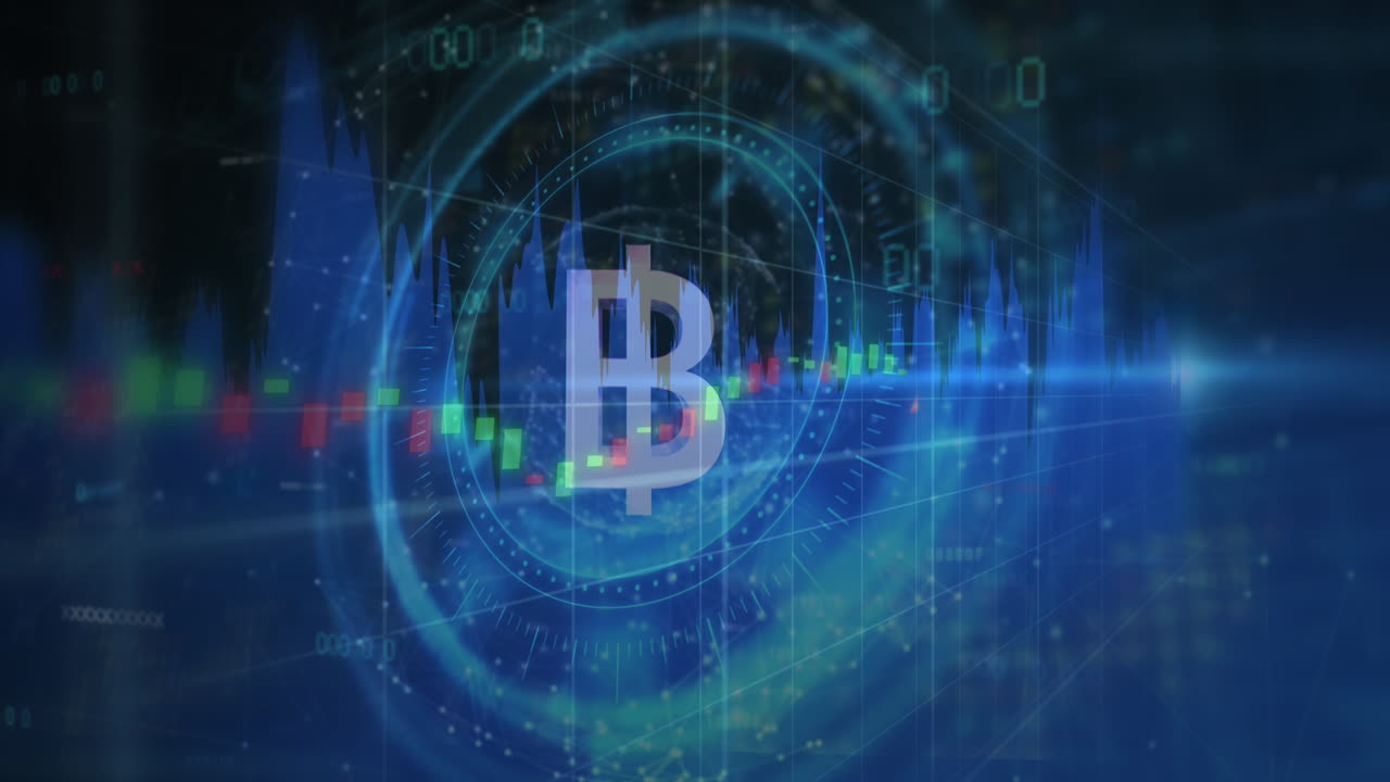 animación del símbolo de bitcoin a través del procesamiento de datos