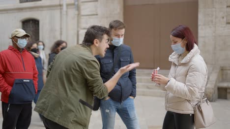 street magic performance with masks