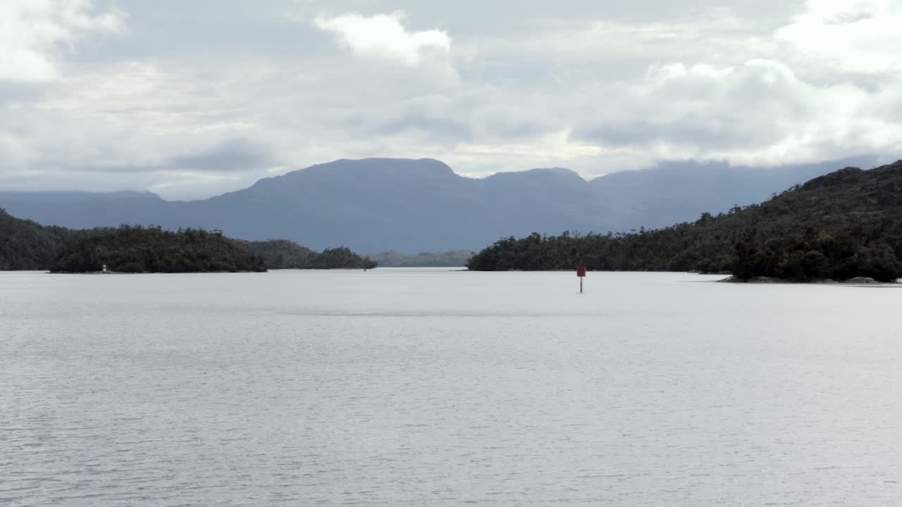 Mountains in a fjord in Patagonia. Shot take from a boat