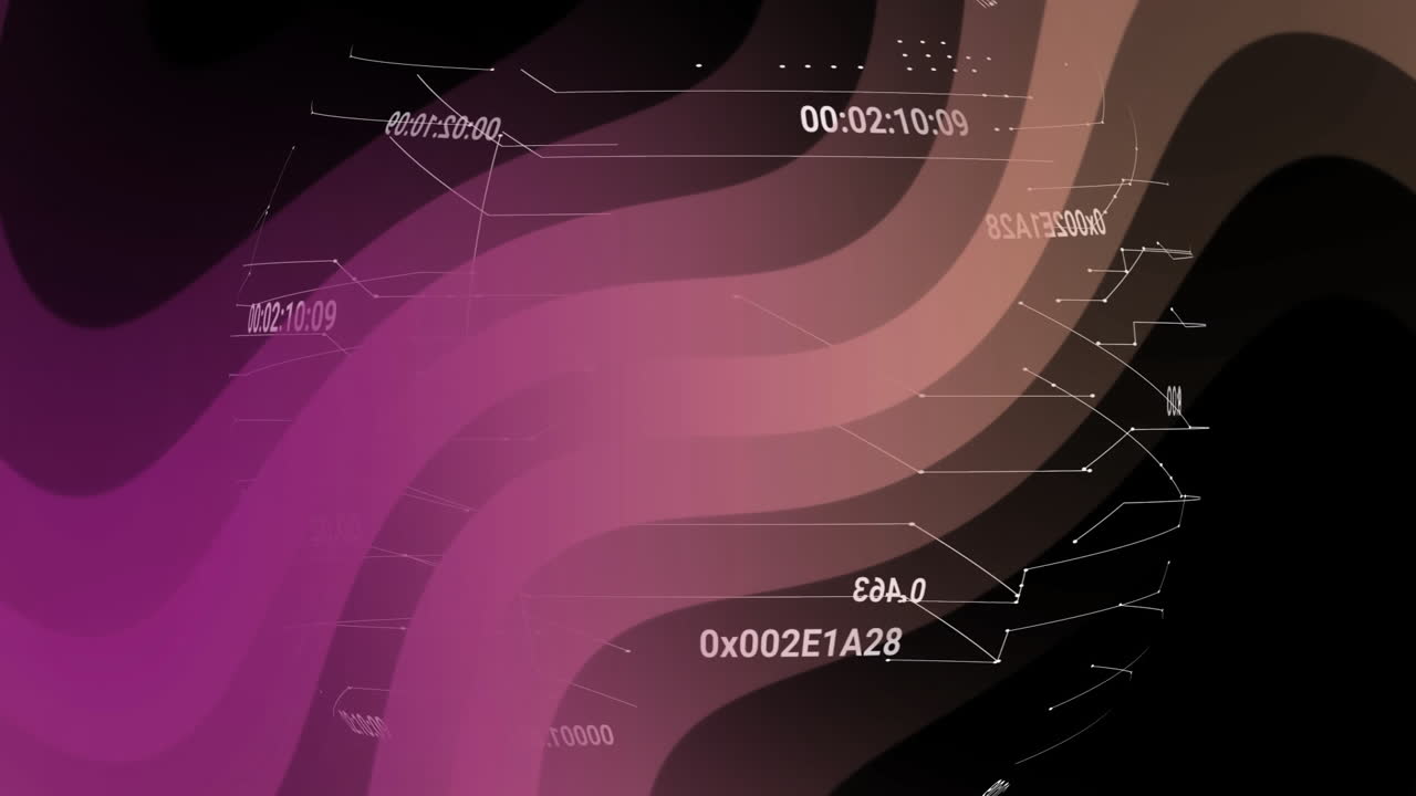 Animation of digital waveforms with numerical data overlay in technology theme