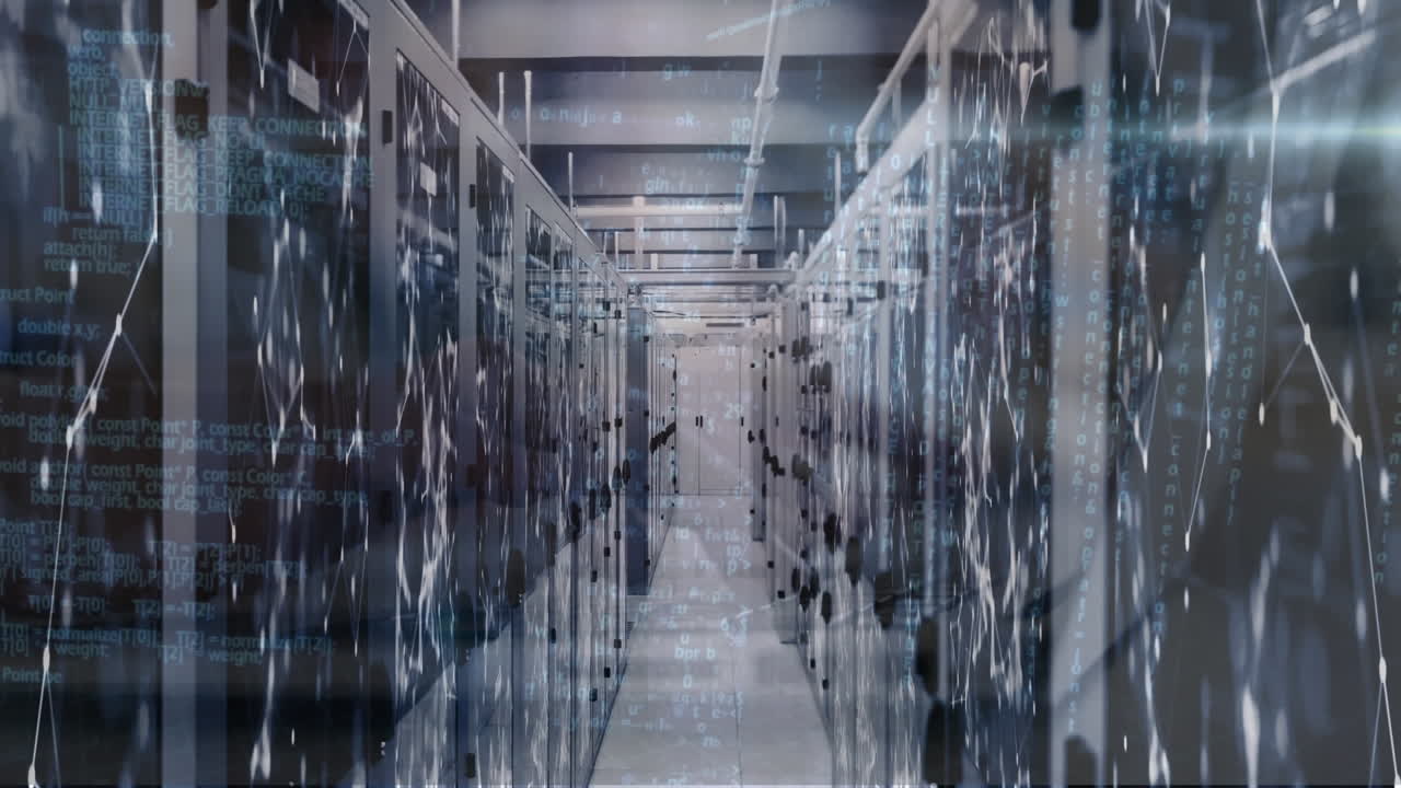 데이터 처리 및 서버  ⁇ 을 통한 연결 네트워크의 애니메이션