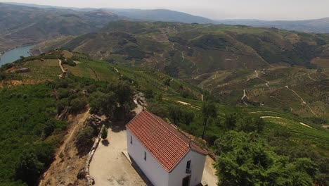 aerial view chapel of são leonardo of galafura in alto douro vinhateiro region, portugal