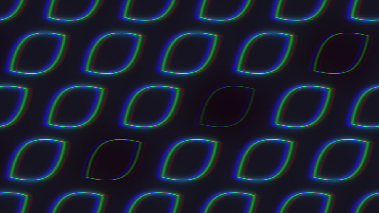 Circular pattern of blue and green lines on a black background, diminishing in size towards the center. A visually captivating and symmetrical design