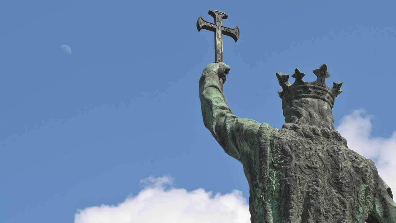 Chisinau, Moldova - May 19, 2021: Stephen the Great Monument in the city centre
