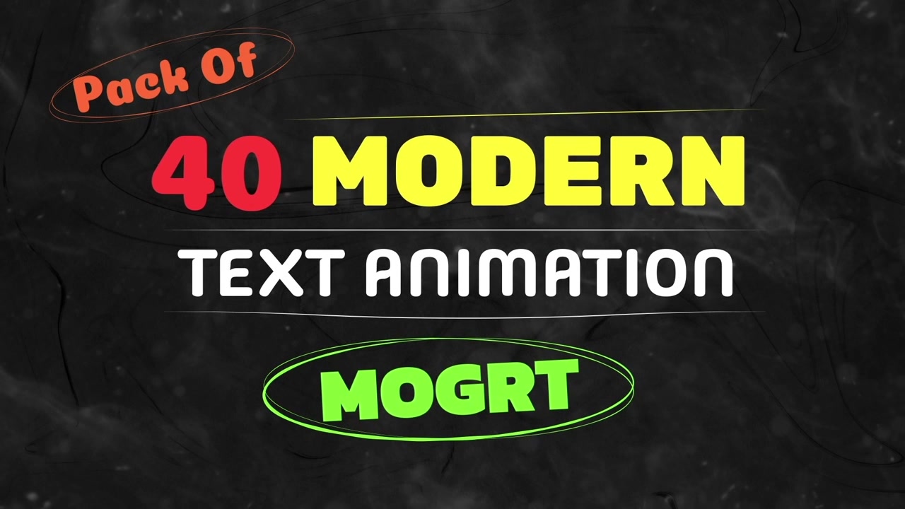 Modern Animated Text Titles Pack on Dark Background
