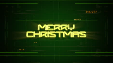 Animation-intro-text-Merry-Christmas-and-cyberpunk-animation-background-with-computer-matrix-numbers-and-grid