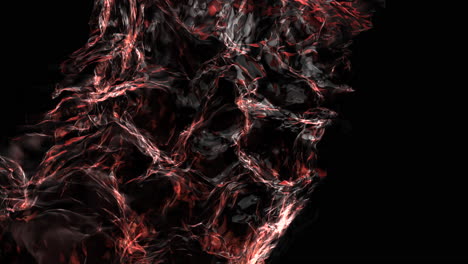 close-up view of red liquid flowing down a black surface. the liquid visibly moves downward, creating a striking visual contrast between red and black elements