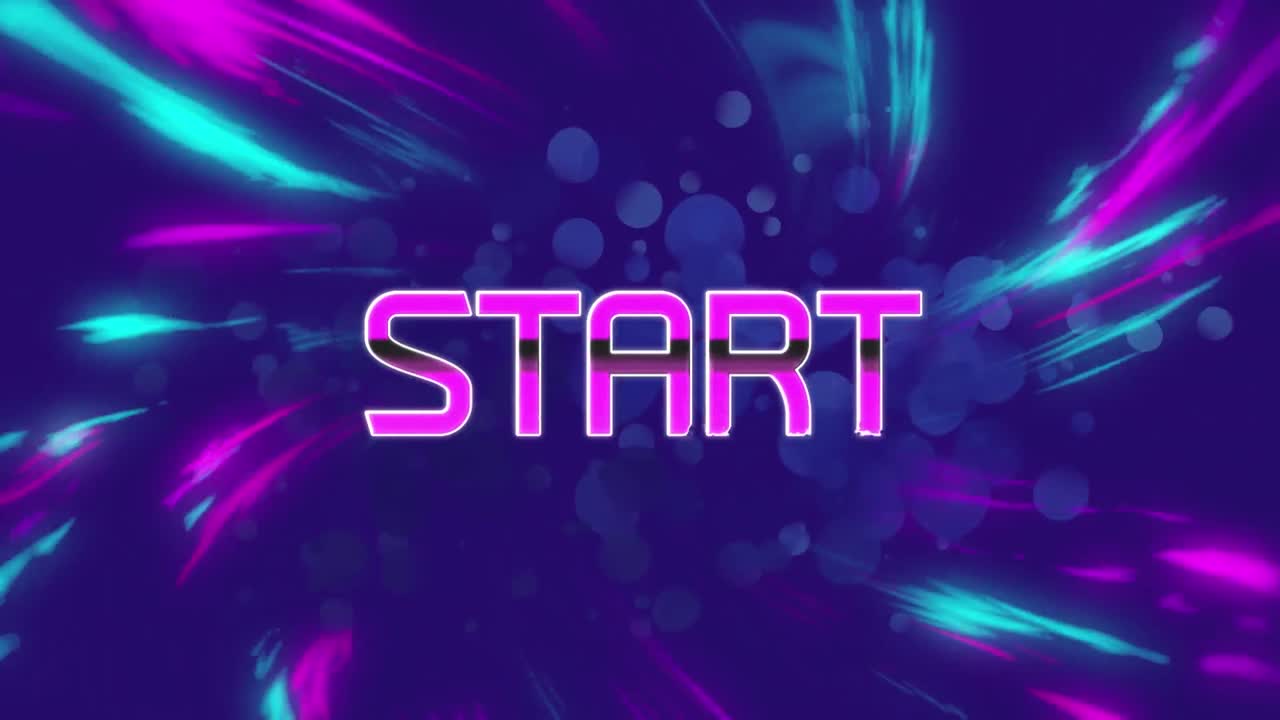 Animation of you start over colorful lights on blue background