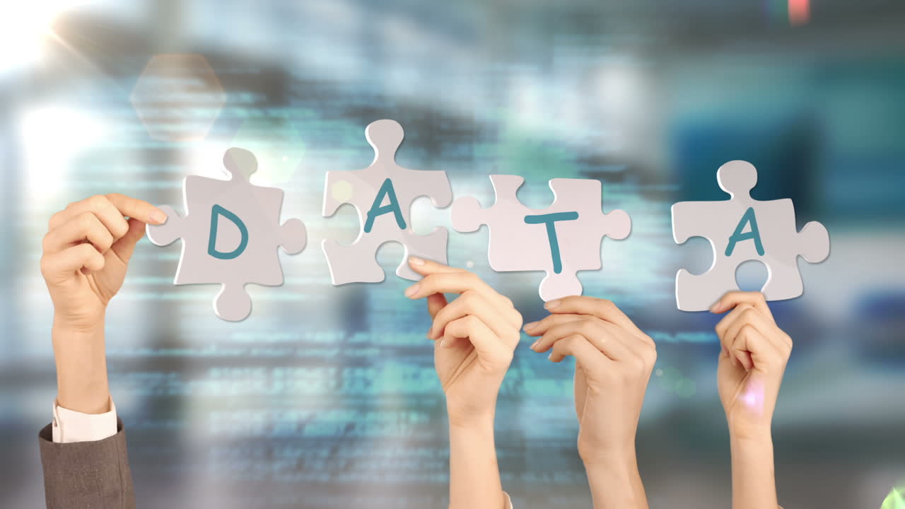 손을 잡고 퍼즐 조각