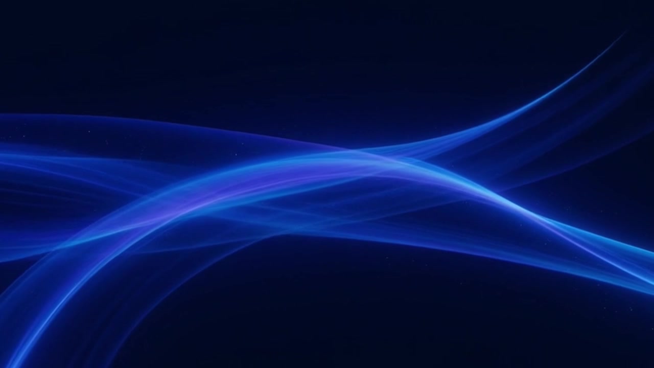 Abstract Blue Light Waves Flowing on Dark Background
