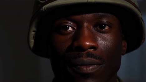 close-up portrait of a man in a helmet