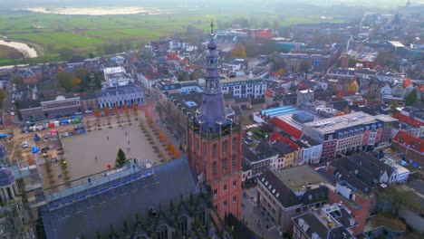 orbit over 's hertogenbosch city centre capital in rural dutch brabant