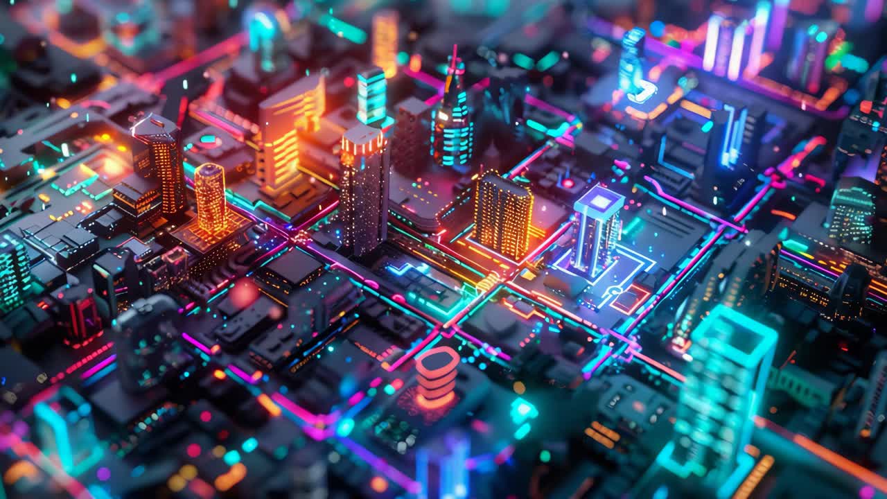 paisaje urbano de neón futurista