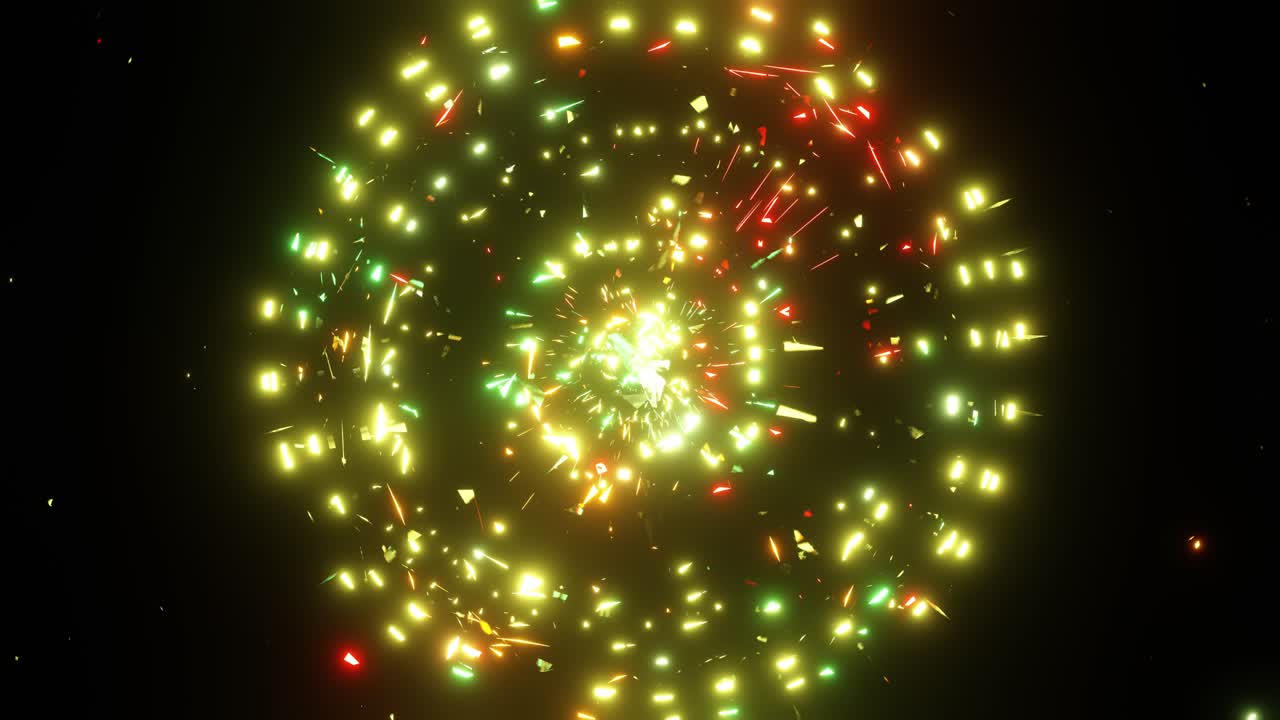 우주에서 날아다니는 밝은 네온 조각