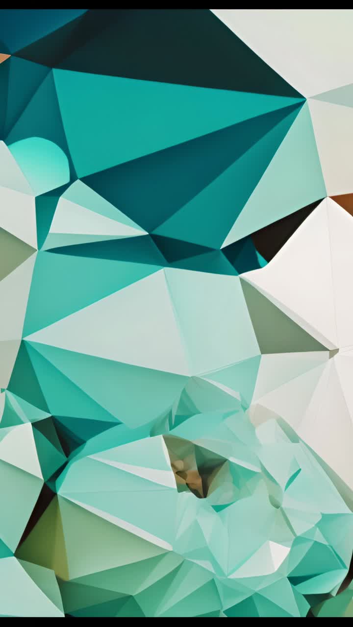 Vertical video: Displaying low-poly pattern remaining static on canvas, with teal and brown facets