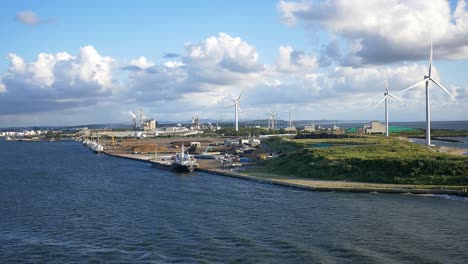 clean recycle energy from the wind mill or turbines or farms of nakashima quay of akita prefecture japan