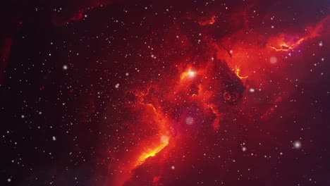 a reddish-colored nebula cloud hovering in the dark universe