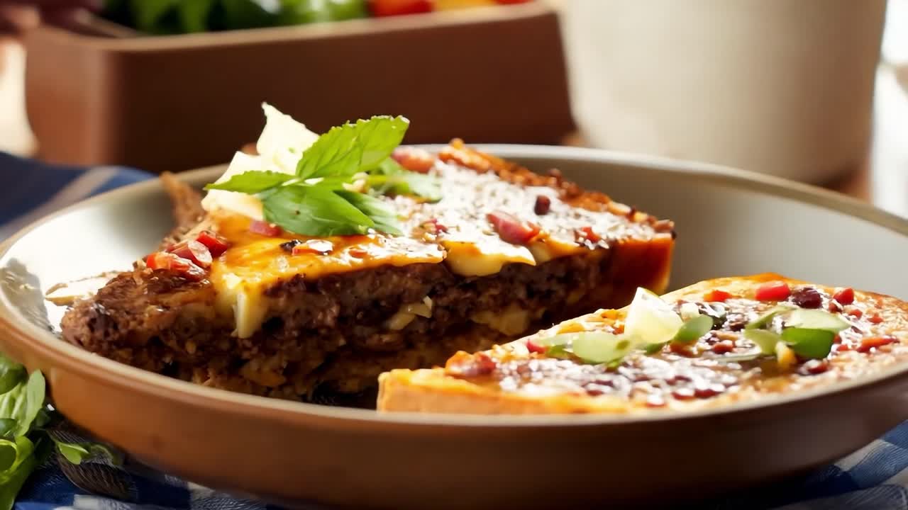 치즈 와 토마토 소스 를 넣은 맛있는 구운 음식